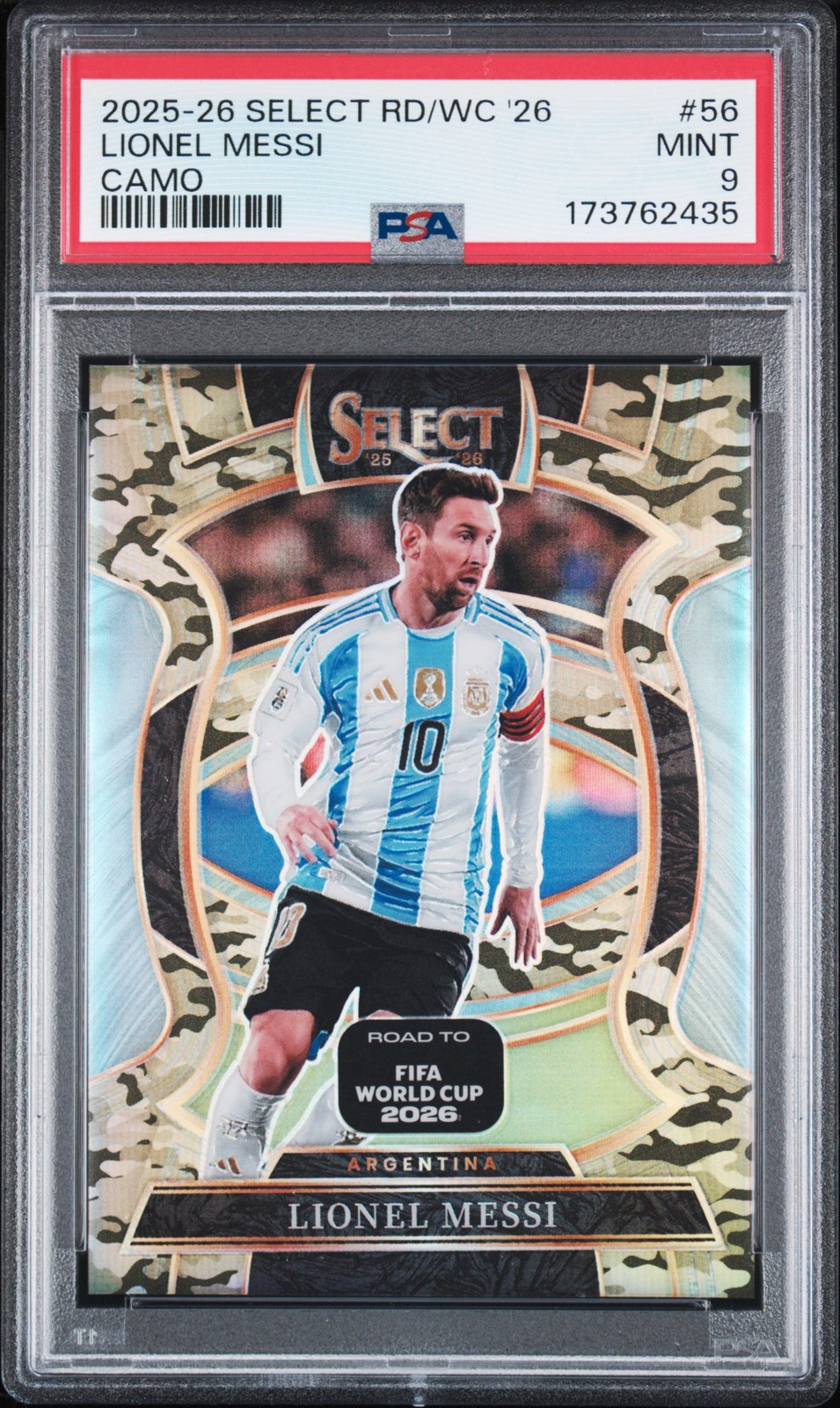 2025-2026 PANINI SELECT ROAD TO FIFA WORLD CUP 2026 LIONEL MESSI 16/199 PSA 9