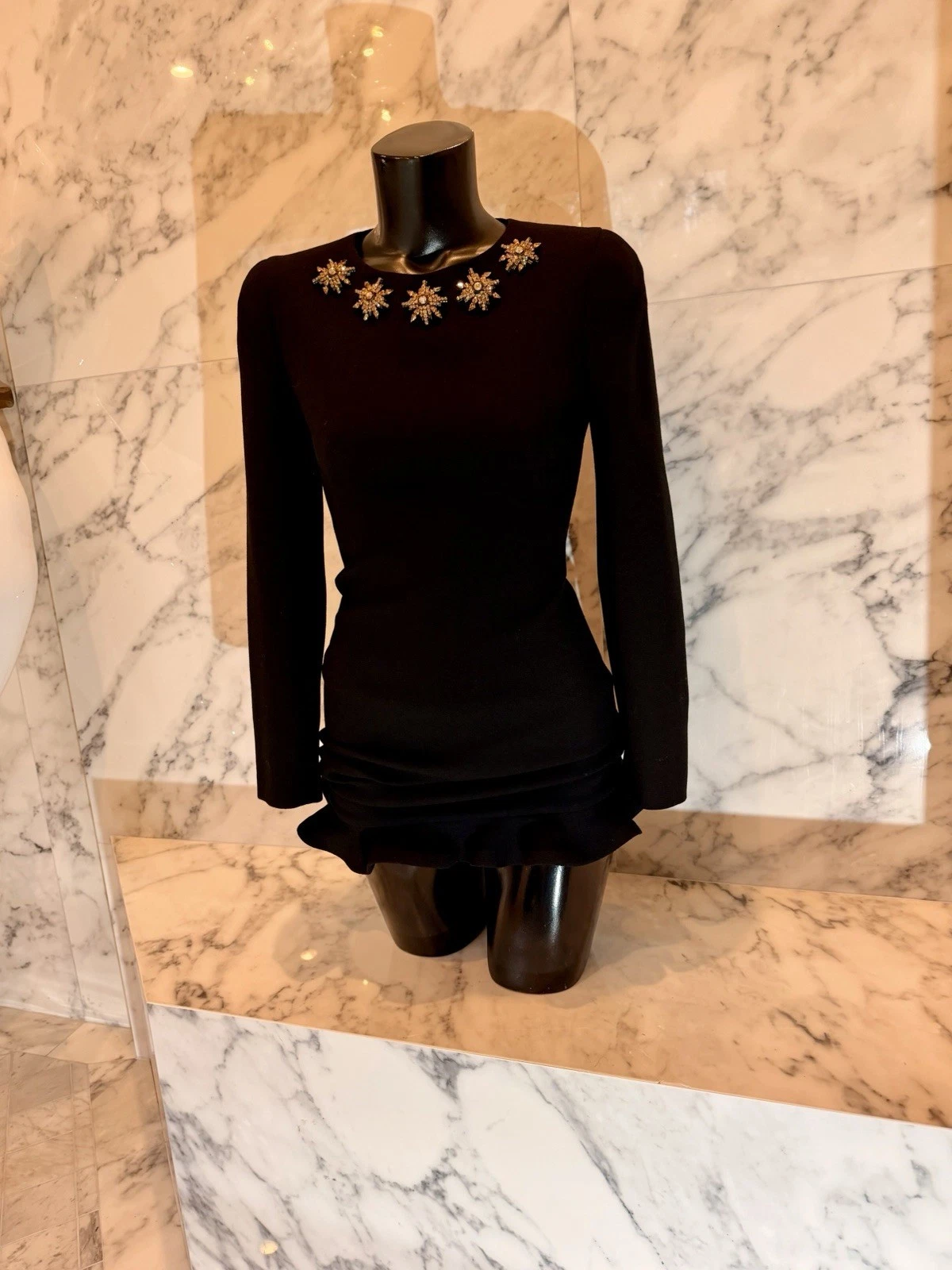 Alexander McQueen — NWT Alexander McQueen Black Crystal Embellished Mini Dress Italy Size 38 $2,460