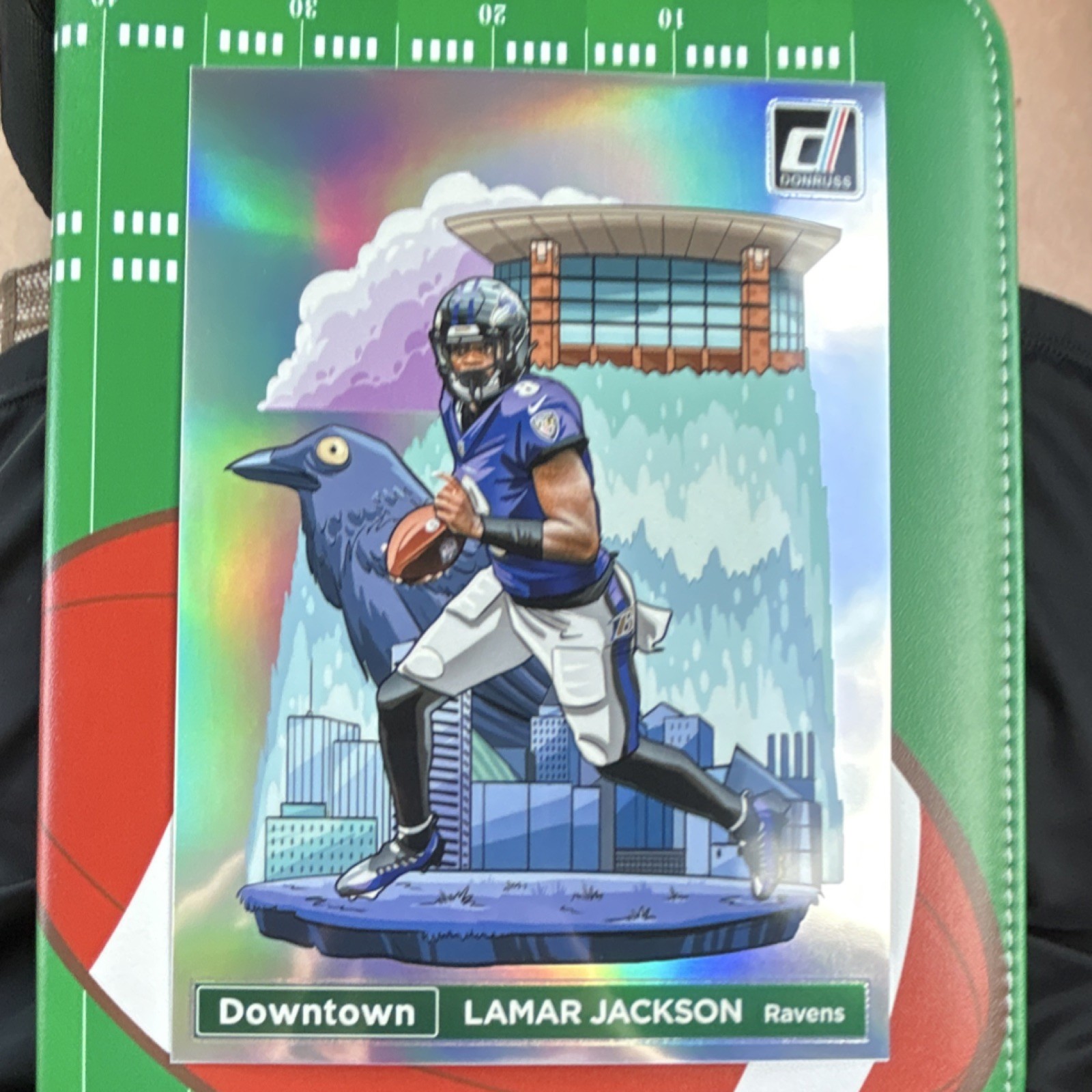 Panini 2024 Donruss Football Downtown Lamar Jackson Prizm Insert Oversized Card