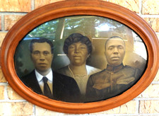 Rare Antique Bubble Glass African American Tinted Photo Framed Black History