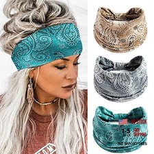 Boho Bandeau Headbands Wide Knot Hair Band Stretch Turban Head Wraps