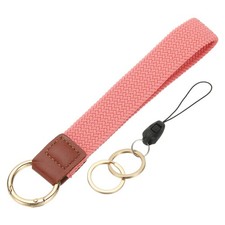 Keychain Wristlet, Cute Keychain Woven Wrist Lanyard, Watermelon Red