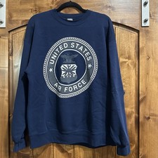 Vtg 90s Air Force Crewneck Sweatshirt Blue Mens USAF Military Reflective Large