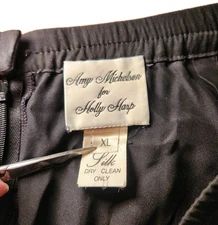 RARE Vintage 80s Holly Harp Black Mesh Silk Pants Sheer Top Layer 34" Waist XL