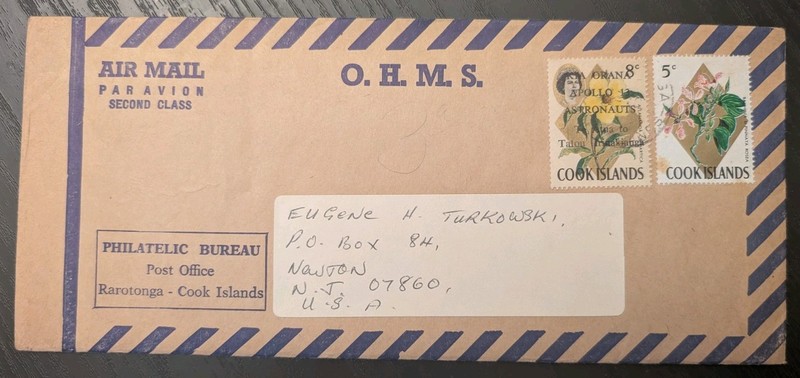 ++ COOK ISLANDS 1970 OHMS AIRMAIL COVER to USA Overprinted OP Stamp Envelope