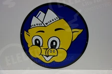 PIGGLY WIGGLY HEAVY ROUND DIE CUT STEEL ENAMEL SIGN 20 INCHES IN DIAMETER