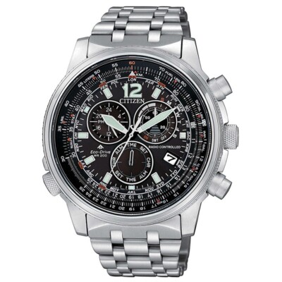 Citizen Pilot Eco-Drive Herrenuhr Stahl Chrono Funksteuerung CB5860-86E