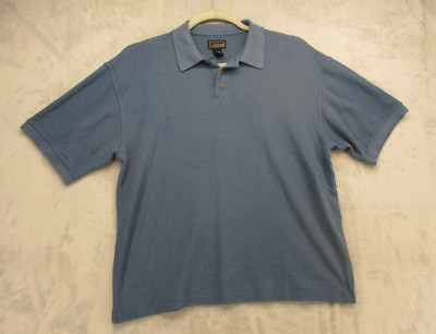Cezani Polo Shirt Men's Large Blue Solid Color Silk Blend