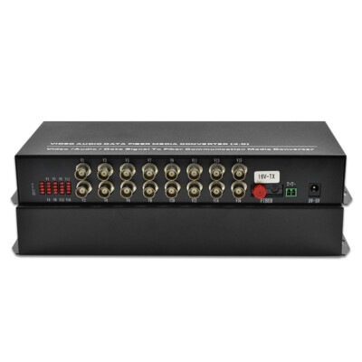 1Pair 16 Ch Digital Video Audio Data Fiber Media Converter Transmitter Receiver
