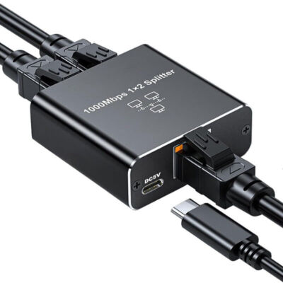 RJ45 Gigabit Ethernet Splitter 1000Mbps LAN Network Internet 1 to 2 Out Adapter