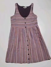Madewell Blogger Favorite Scoopneck Tank Shirt Dress in Rainbow Stripe Sz Small