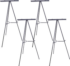 66" Black Aluminum Flip Chart Easel - Adjustable, Portable, 4 Pack