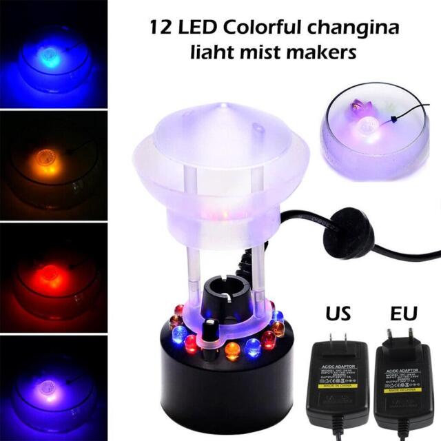 12 LED Mini Nebler Ultraschall Vernebler Farbwechsel RGB Brunnen Wassernebel DE