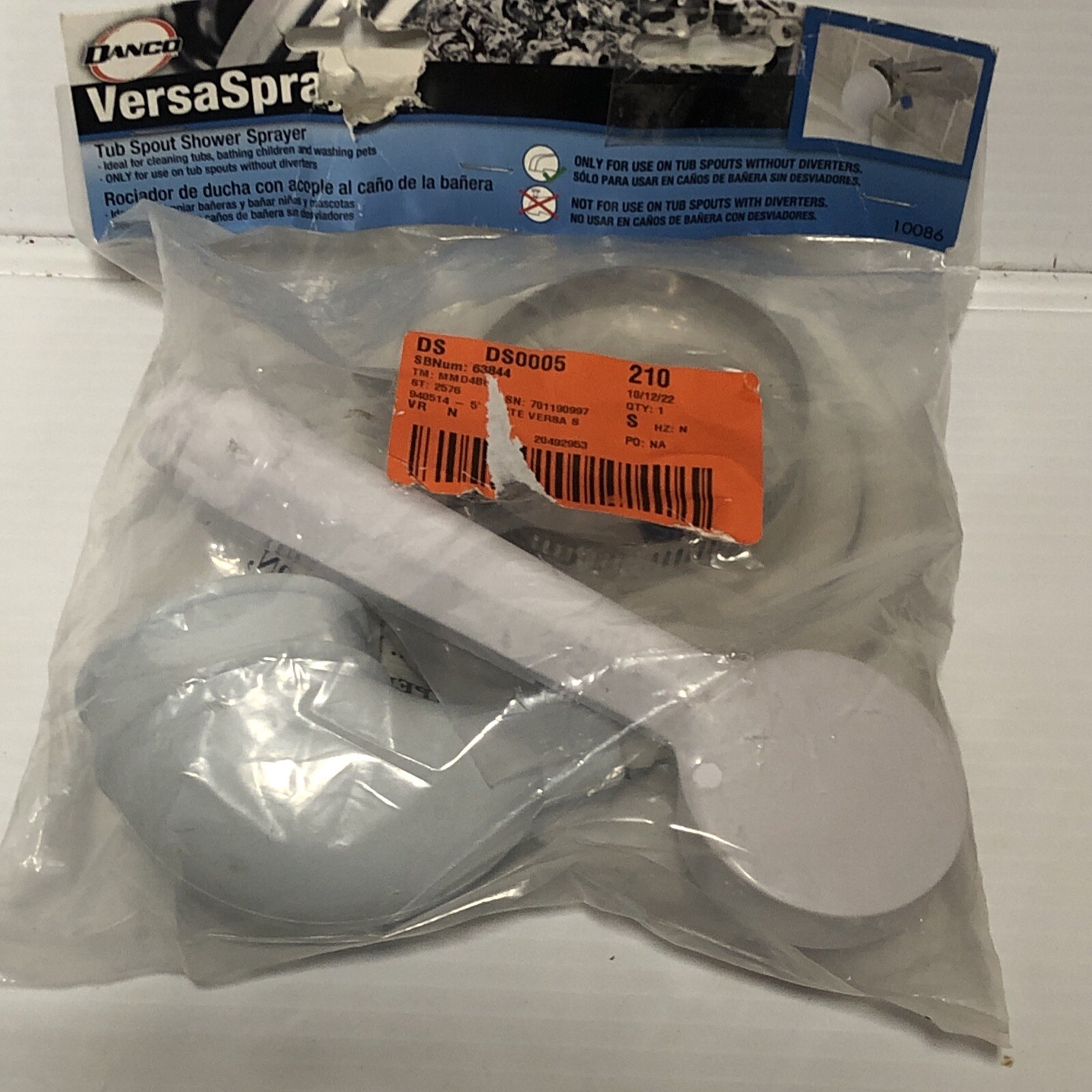 Danco Versa Spray White Plastic 1 settings Handheld Showerhead Factory