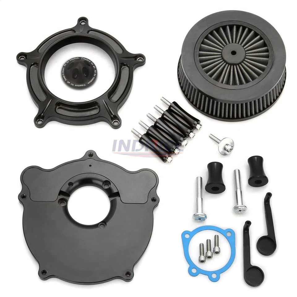 Spike Ops Black Air Intake Filter For Harley Softail FLSTNI FXST Slim FLS 00-15 - Image 4 of 4