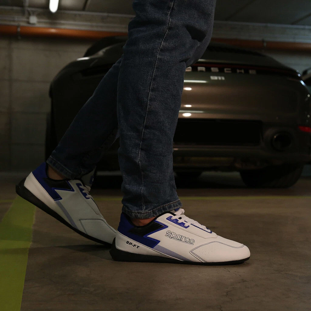 SPARCO SP FT White Blue Motor Sports Racing Driving Trainers Sneakers Shoes