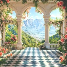 10'x10'CP Floral Balcony Pillar View Microfiber Fabric background backdrop SD278