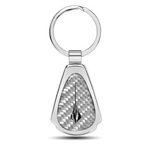 Corvette C8 Stingray Real Silver Carbon Fiber Chrome Metal Teardrop Key Chain