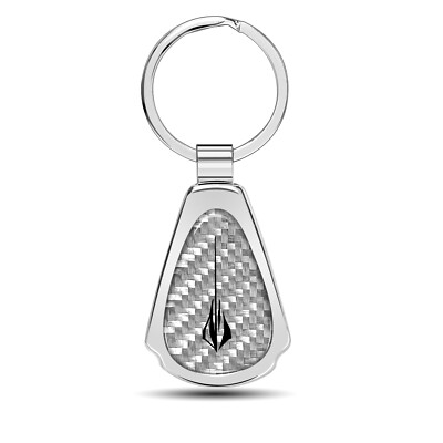 Corvette C8 Stingray Real Silver Carbon Fiber Chrome Metal Teardrop Key Chain
