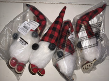 Pottery Barn GNOME Snowshoe  Plush Ornament CHRISTMAS Holiday LOT OF 4