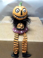 HALLOWEEN JACK O LANTERN PUMPKIN SHELF SITTER   NEW WITH SMALL TAG
