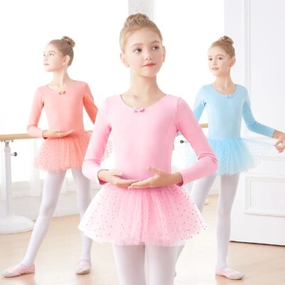 Girls Ballet Tutu Dress Kids Gymnastics Tulle Skirted Leotards Bodysuits  