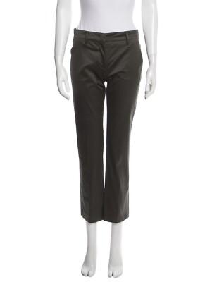 Prada Straight Leg Mid Rise Cotton Blend Satin Trouser Dress Pant