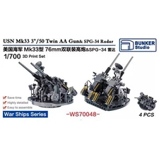 1/700 Us Navy Mk33 76Mm Twin Mounted Anti-Aircraft Gun&spg-34 Radar