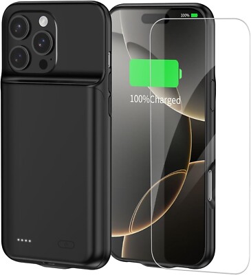iPhone 16 Pro Max 6,9'', 7000mAh Tragbares Wiederaufladbares Ladecase - Schwarz NEU