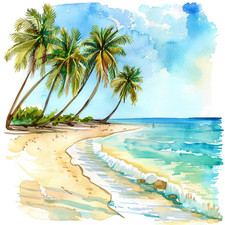 Wall Decal Sticker Tropical Summer Beach Wall Sticker 18X18cm Large