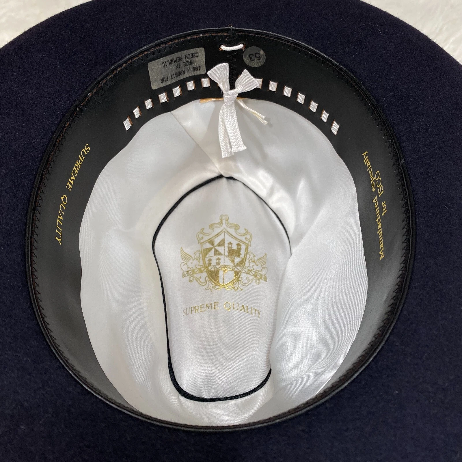 SUPREME CAPPELLO CHASIDICO VINTAGE DI ALTISSIMA QUALITÀ FEDORA CAPPELLO EBRAICO TAGLIA 53 PELLICCIA DI CONIGLIO