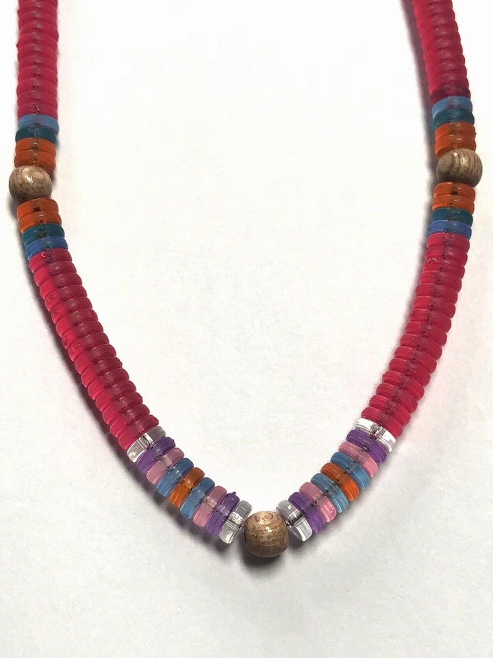 Gargantilla de latón chapado en plata collar DANNIJO resina Heishi y cuentas de madera Foto 4 de 4