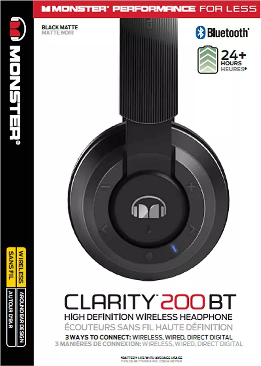 Monster Clarity 200BT Around The Ear Bluetooth Wireless Headphones