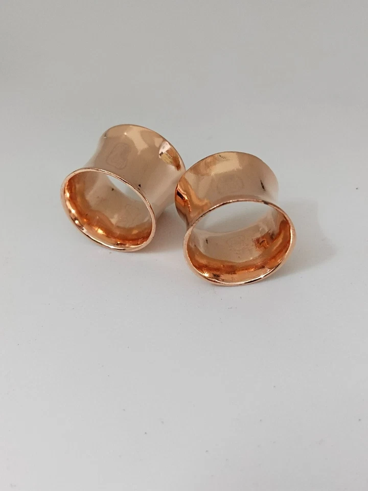 Túnel de enchufe hecho a mano enchapado en oro rosa de 18 quilates de plata de ley 925 Foto 2 de 4