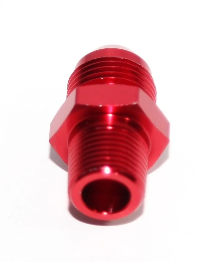 Adaptador de montaje anodizado de aluminio rosca macho NPT 8AN AN-8 a 3/8" ROJO Foto 3 de 4
