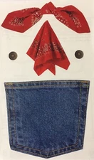 JEAN POCKET Photoessence Stickers (5pc)Mrs.Grossman's•Red Bandana •Handkerchief•