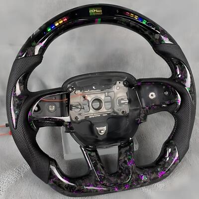 LED Forged Carbon Fiber Steering Wheel Fit Dodge Challenger Hellcat Charger SRT