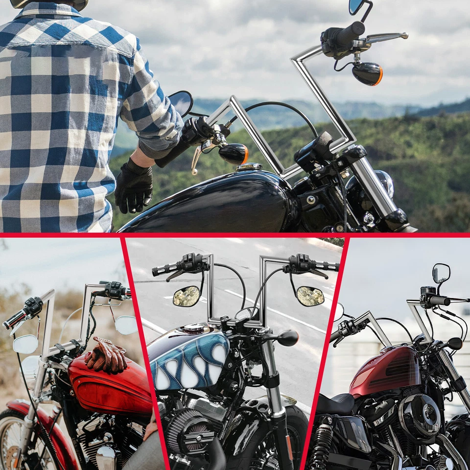 10" Rise 1" Ape Drag Hanger Z-Bar Handlebar For Harley Chopper Bobber Sportster - Image 2 of 4