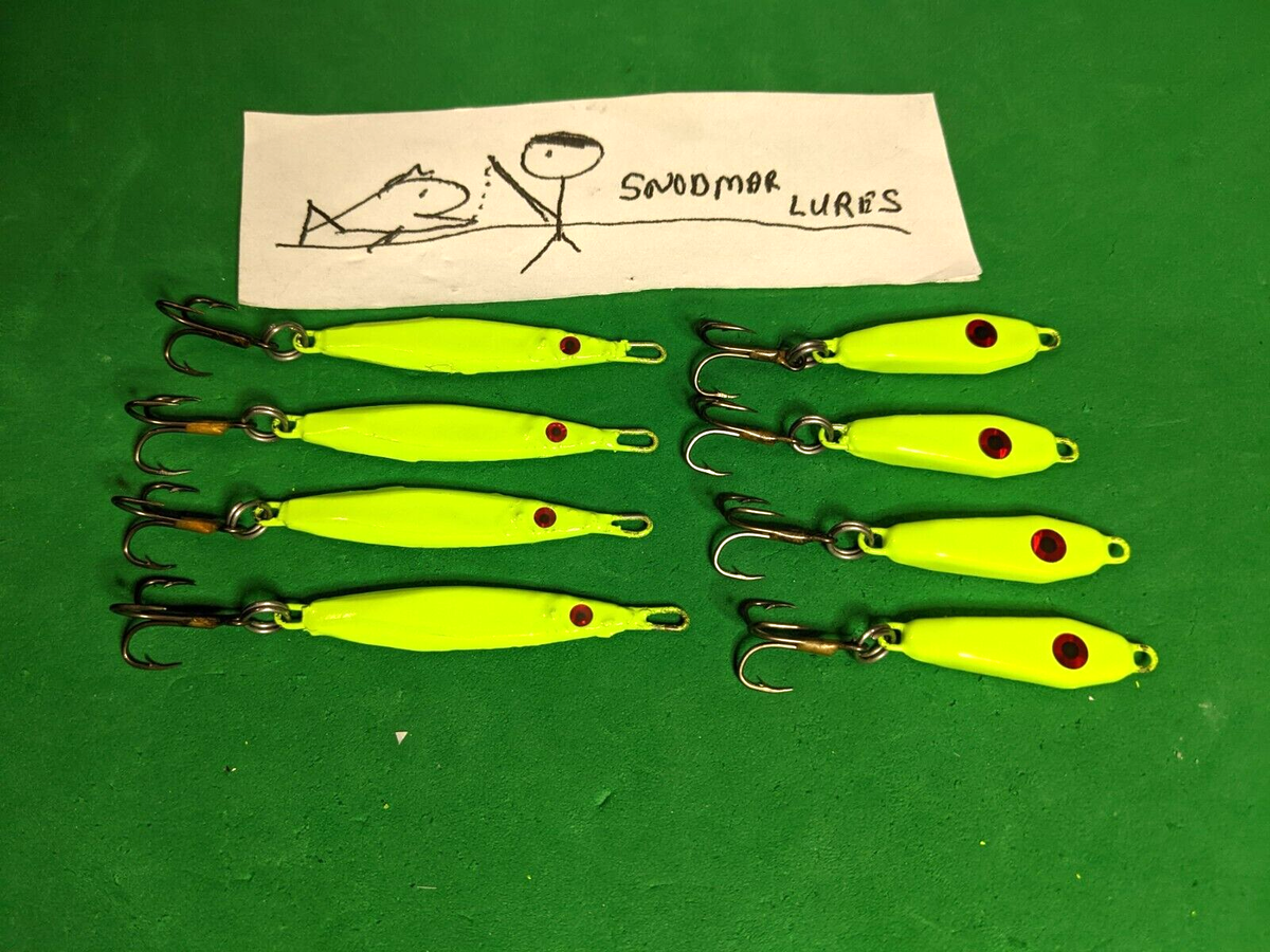 al foss fishing lures Vintage Al Foss Shimmy Wiggler Lure Pair No. 5 & 6 With Tin For Sale