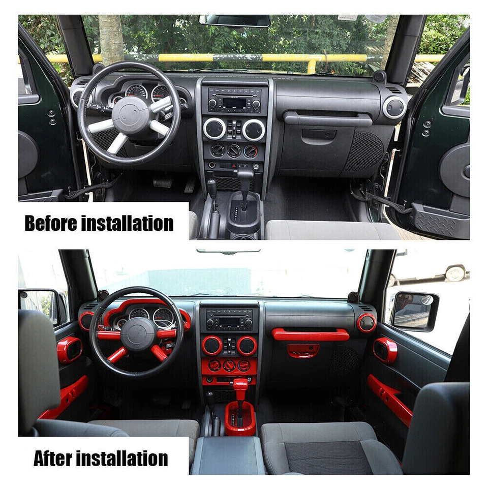 29pcs/set Interior Decoration Cover Trim Panel Kit For Jeep Wrangler JK 2007-10 Foto 2 de 4