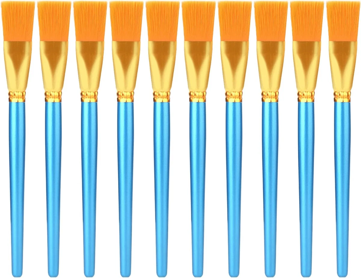 AIEX 10pcs Flat Paint Brushes 1 Inch Wide Watercolor Acrylic