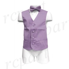 New Boy's Kid's formal Tuxedo Vest Waistcoat  bowtie lavender US size 2-14