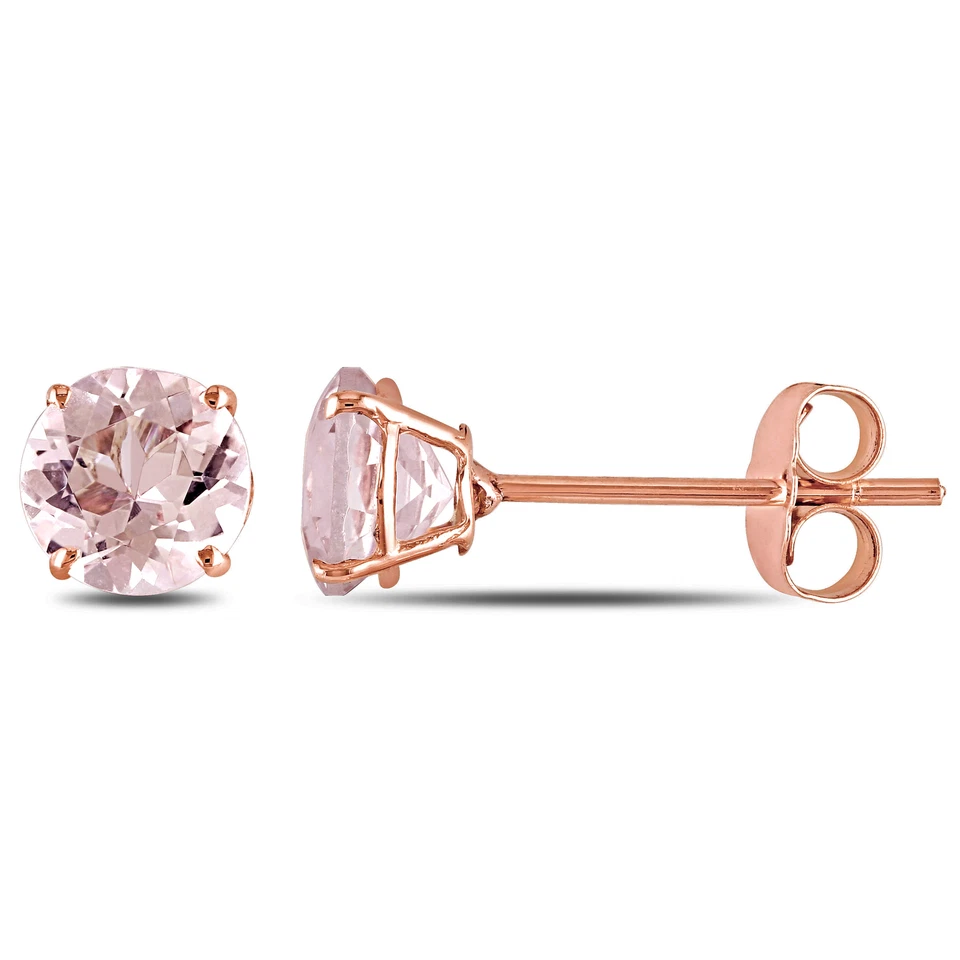 Amour 10k Rose Gold 1CT TGW Morganite Solitaire Stud Earrings