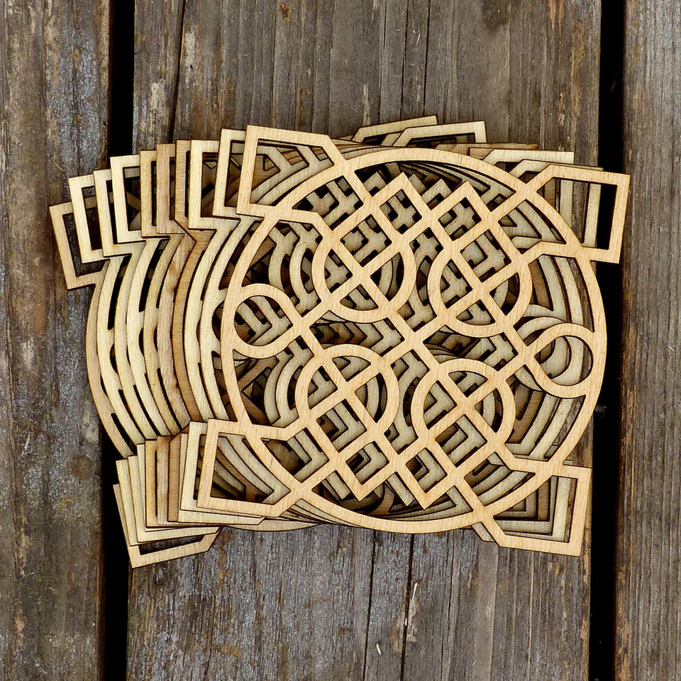 INFINITE 10x Wooden Celtic Knot Circle Square Detailed Craft Shapes 3mm Plywood Patterns