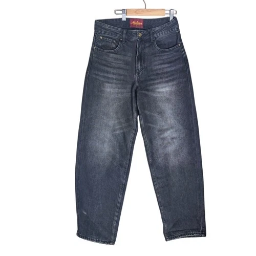 Mutimer Jeans Mens 32x38 Black Dark Wash Baggy Wide-Leg Relaxed Fit - product listing photo