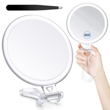 40X Magnifying Mirror for Travel with Handle, DoubleSided 1X/40X Magnificatio...
