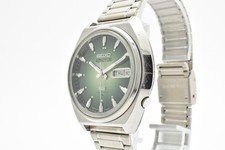 [Exc+5] Vintage Seiko 5 Actus SS 6106-7700 Automatic Green Day Date 25J Japan
