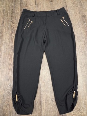 Cache Women's Black Dress Pants Gold Hardware Size 8 Cropped 24'' Inseam
