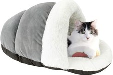 Cat Cave Bed Indoor Cozy Warm Felt House Dome w/ Removable Cushion for Kittens