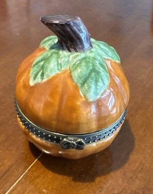 Pumpkin Place Card holder/Trinket Box  Halloween Thanksgiving Fall Chipped Stem